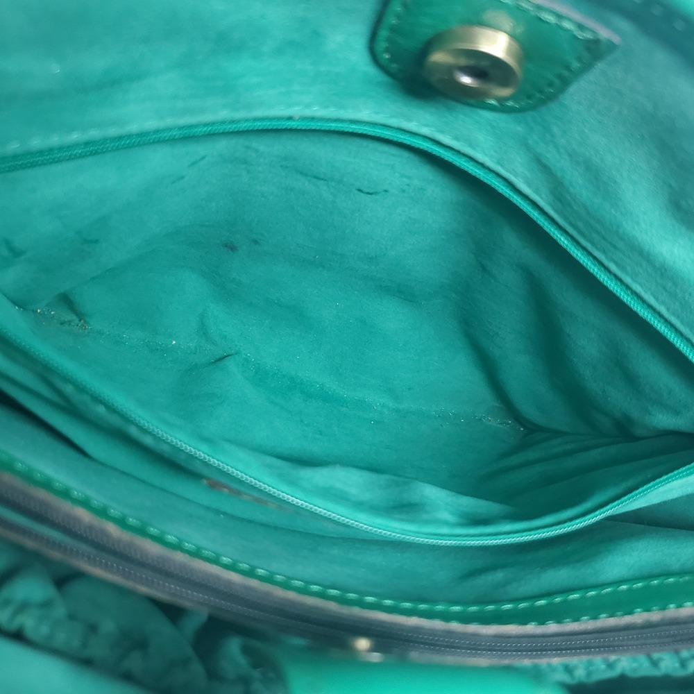 Patricia Nash Adeline Soft Green Leather Floral Embossed Tooled Tote Bag Brass - Picture 12 of 16